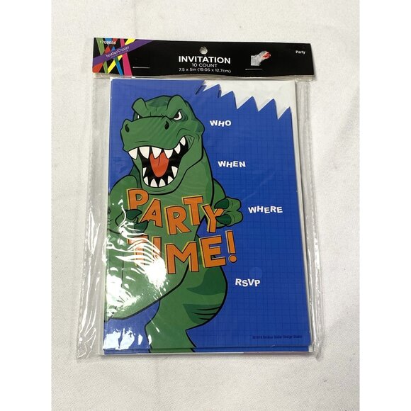 10 count brother sister design studio dinosaurs birthday party invitations - Picture 1 of 2